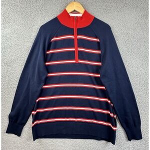 Brooks Brothers 1/4 Zip Sweater Mens XL Red White Blue Striped Pullover NWT